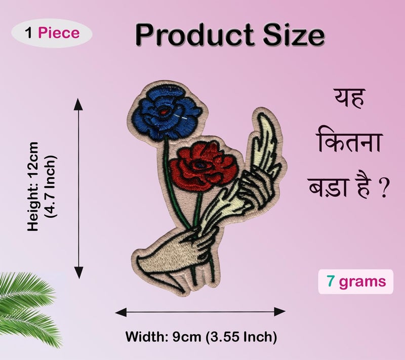 RedBlue Flowers Applique Embroidered Sewon Patch Size 12cm x 9cm for Jackets Bags TShirts Jeans Pants Outdoor Clothing Imported from Malaysia 1 Piece Code SBX342  - Image 2