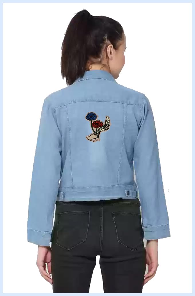 RedBlue Flowers Applique Embroidered Sewon Patch Size 12cm x 9cm for Jackets Bags TShirts Jeans Pants Outdoor Clothing Imported from Malaysia 1 Piece Code SBX342  - Image 4
