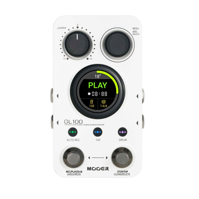 MOOER GL100 Stereo Looper Drum Machine Pedal, 300 Mins Recording, 1.3" Touch Screen, AI Auto Drum Match, Buffered Bypass Guitar Effects  Stompbox - Image 4