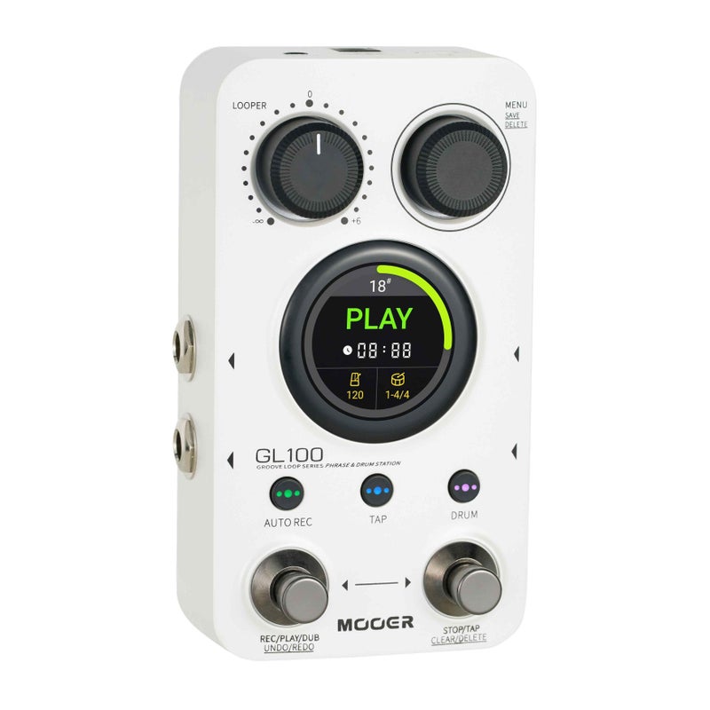 MOOER GL100 Stereo Looper Drum Machine Pedal, 300 Mins Recording, 1.3" Touch Screen, AI Auto Drum Match, Buffered Bypass Guitar Effects  Stompbox - Image 3