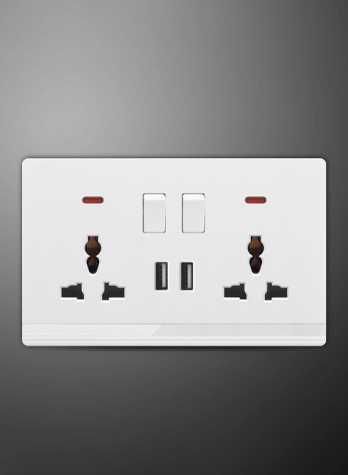 Vmax Double Universal switched socket with 2 USB, 3x3" White/Ivory Finish - Image 3