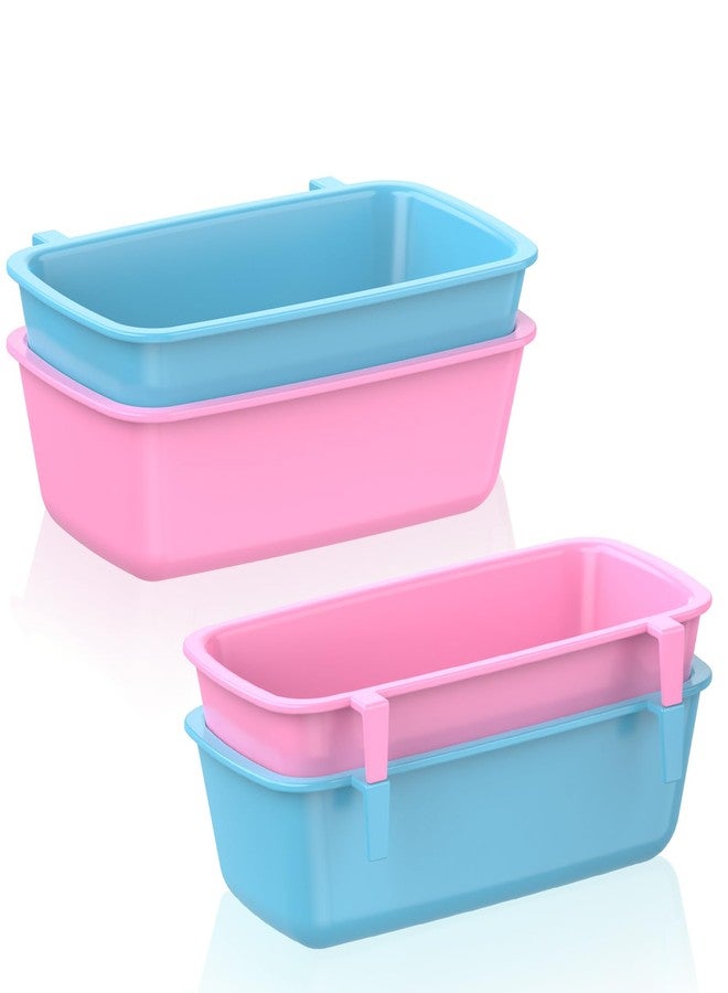 باوفلي مجموعة Pawfly من 4 أكواب بلاستيكية معلقة لأقفاص الطيور مع خطافات، مغذيات أرانب سعة 10 أونصات للأقفاص، أوعية طعام ومشرب للأرانب، أطباق تغذية لأقفاص الأرانب للحيوانات الأليفة الصغيرة مثل الببغاوات والهامستر وخنازير غينيا. - Image 1