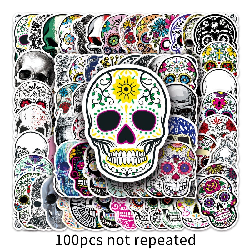 100 skull luggage stickers personalized creative trend graffiti stickers notebook car foreign trade decoration 100 skulls -09(A B) 