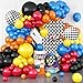 Sowide Racing Theme Balloons Arch Garland Kit Blue Red Black Checkered Pattern Flag Foil Balloon Racing Themed Decorations for Boys Birthday Party Baby Shower - Image 3