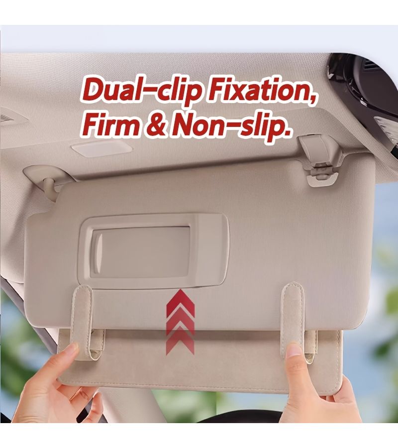 Pure Gray Car Sun Visor Extendable Block Sunlight Storage Pocket Automotive Interior Accessory - Image 3