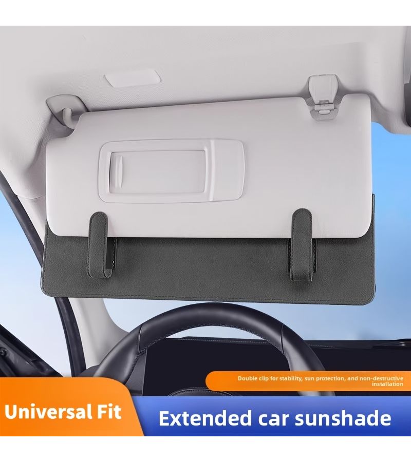Pure Gray Car Sun Visor Extendable Block Sunlight Storage Pocket Automotive Interior Accessory - Image 2