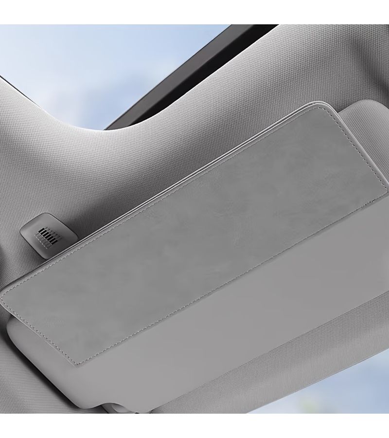 Pure Gray Car Sun Visor Extendable Block Sunlight Storage Pocket Automotive Interior Accessory - Image 1