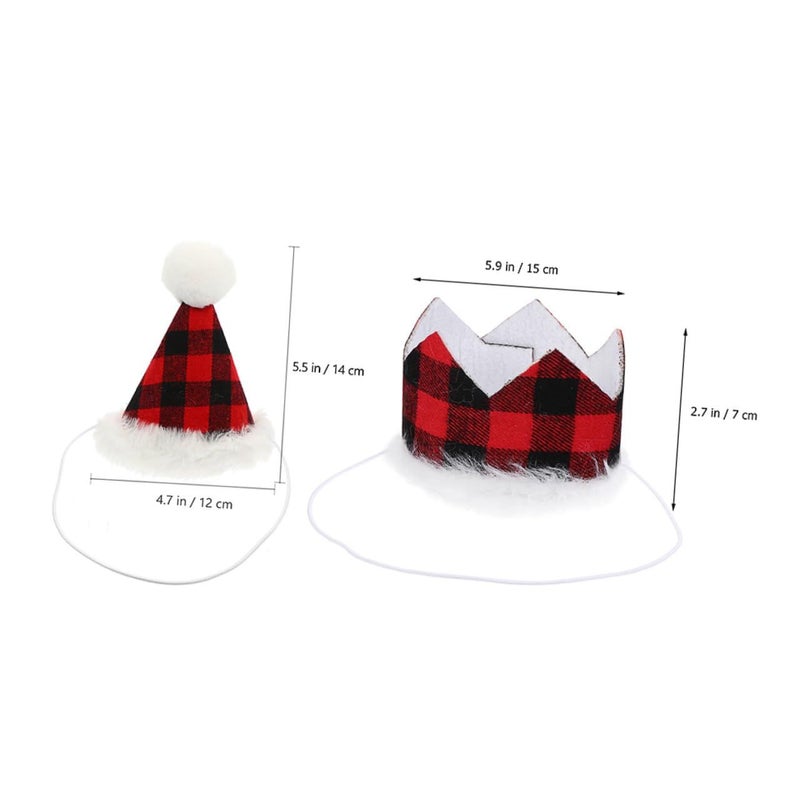 5pcs Christmas Pet Accessories Set Plaid Triangle Bandana Crown Hat Bell Bow Tie Saliva Towel For Dogs Cats - Image 3