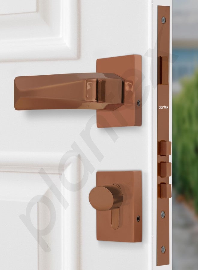 Plantex Premium Mortise Lock with 3 Years of Warranty/Main Door Lock Set for Home/Door Handle Locks (PT-013, Rose Gold) - Image 4