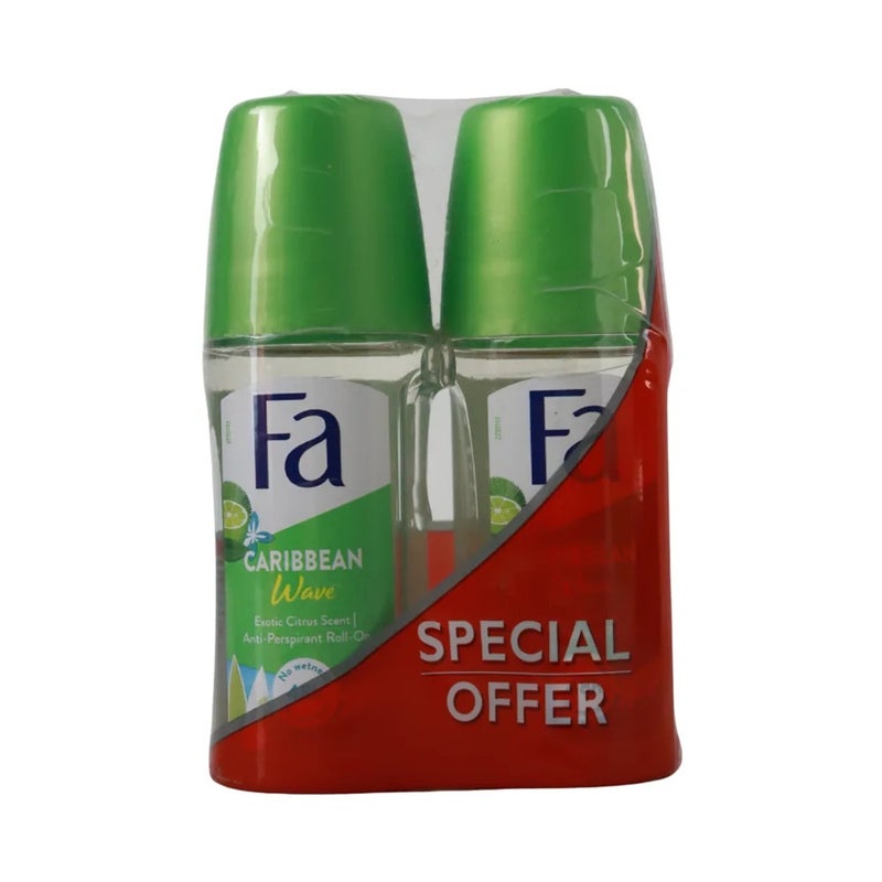 Fa Caribbean Wave Anti -Perspirant Roll-on With Exotic Citrus Scent- 2X50ml - Image 1