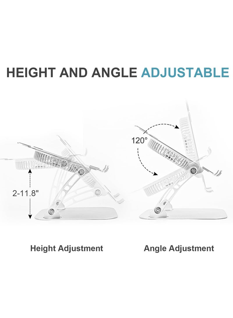 Laptop Cooling Stand with 3 Speed Fan 360° Rotation Adjustable Height Laptop Cooling Pad with Heat-Vent Aluminum Ergonomic Foldable Cooling Pad for MacBook Air Pro and All 10-15.6'' Notebook Silver  - Image 3