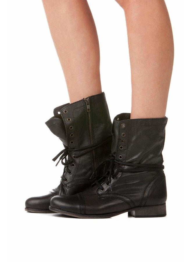 STEVE MADDEN حذاء تروبا النسائي ذو الأربطة، جلد أسود، 6.5 M US - Image 2