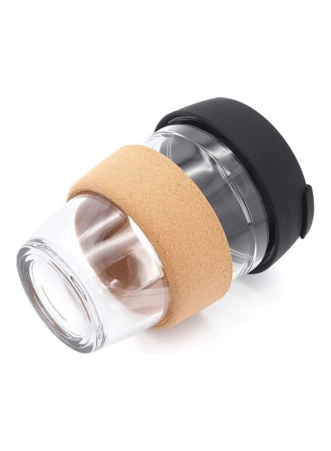 NIBEMINENT Coffee/Tea Cup with Lid and Anti-Scalding Cork Ring Clear/Black  - Image 2