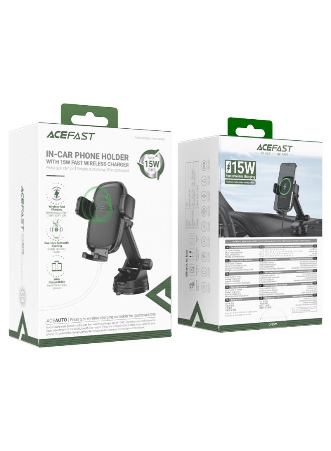 ACEFAST Fast Wireless Charger Car Holder D49, Accurate Positioning, Free Rotation, Multi-angle Adjustment, Widely Compatible - Black - Image 5