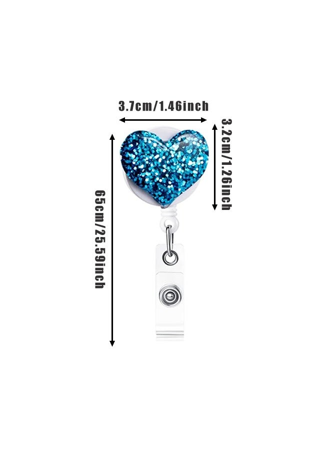 Generic 5PCS Bling Popular Love Heart Retractable Badge Holder, ID Nurse Badge Reel with Alligator Swivel Clip  - Image 2