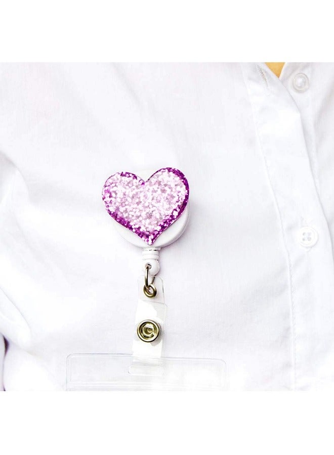 Generic 5PCS Bling Popular Love Heart Retractable Badge Holder, ID Nurse Badge Reel with Alligator Swivel Clip  - Image 4