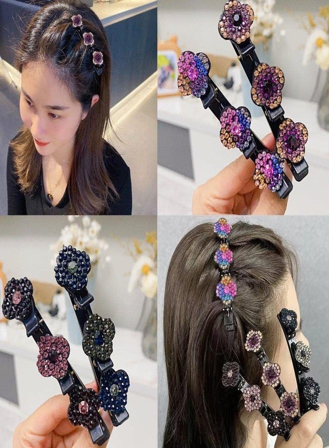 Blubby 4 Pcs Hair Braid Accessories Hair Sectioning Clamps Sparkling Crystal Stone Hairpins Braided Hair Clips & Barrettes for Women Girls Fashion Hairdressing Styling Tools - Image 4