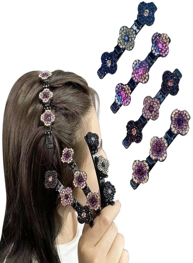 Blubby 4 Pcs Hair Braid Accessories Hair Sectioning Clamps Sparkling Crystal Stone Hairpins Braided Hair Clips & Barrettes for Women Girls Fashion Hairdressing Styling Tools - Image 1