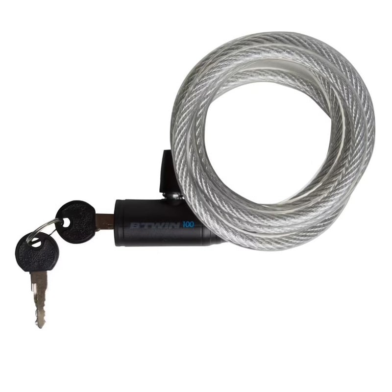 DECATHLON Cycle Lock - Cable 100 with Key - Grey - Image 1