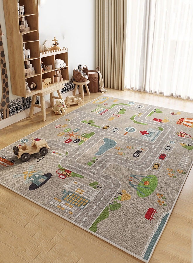 أوبتيكو سجادة لعب للأطفال مقاس 120 × 160 سم، سجادة سيارة للأطفال، خريطة مضادة للانزلاق، سجادة طريق المدينة لغرفة النوم، سجادة مسار سجادة لعب السيارة للأطفال، سجادة لعب تعليمية لحركة المرور على الطرق للأطفال - Image 1