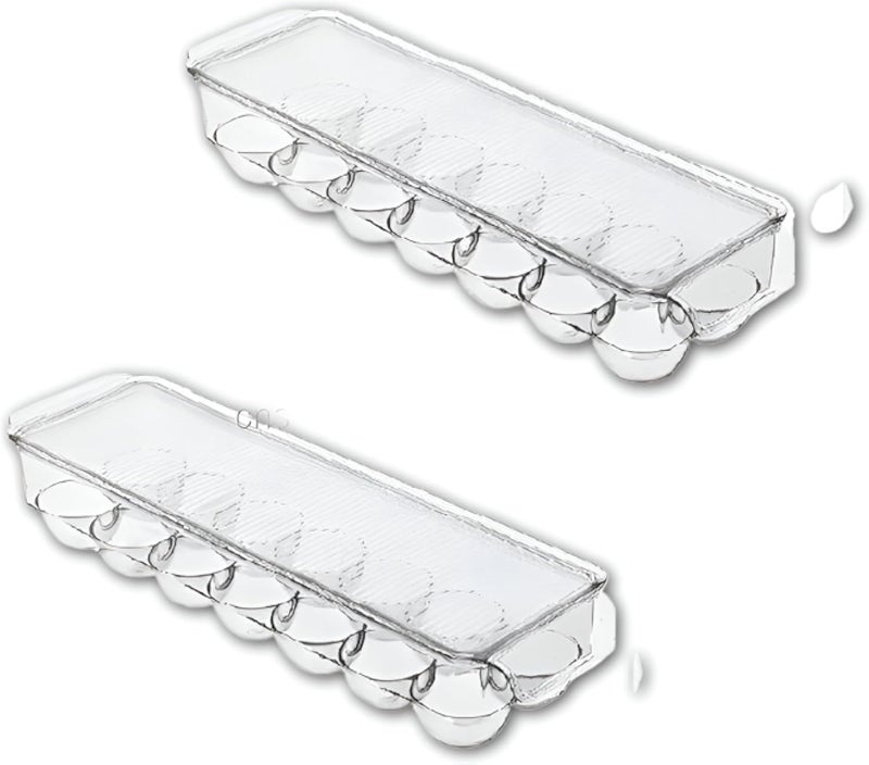 صينية بيض أكريليك - منظم ثلاجة موفر للمساحة، تتسع لـ 12 بيضة، مزودة بغطاء ومقابض سهلة الإمساك لتخزين سهل في المطبخ (قطعة - 2)