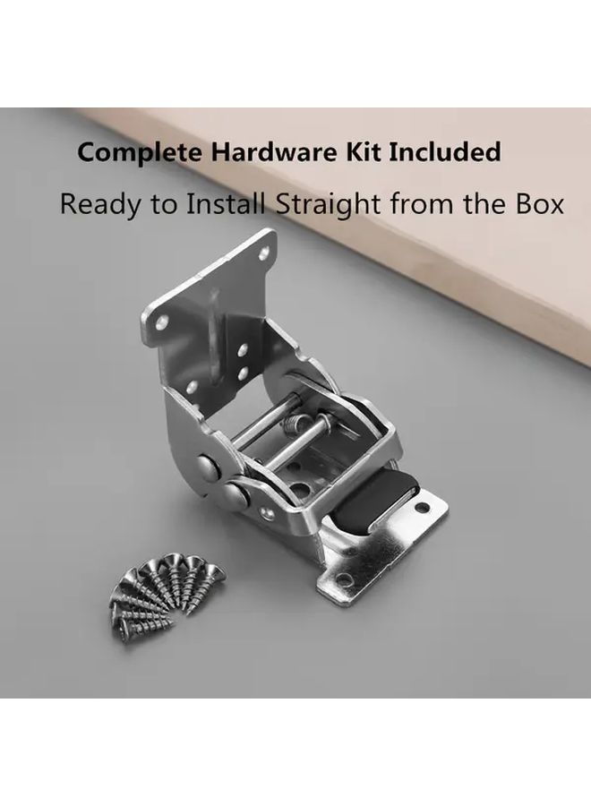 Silvery Self Locking Folding Hinge 1pc with 8 Screws 0 90 180 Degree Three Position Mechanism One Click Positioning Unlocking Heavy Duty Stable Easy Installation for Folding Tables Chairs Beds Cabinets Shelves RV Hardware - Image 5
