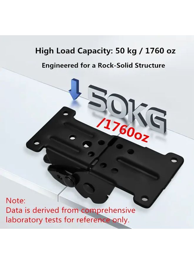 Silvery Self Locking Folding Hinge 1pc with 8 Screws 0 90 180 Degree Three Position Mechanism One Click Positioning Unlocking Heavy Duty Stable Easy Installation for Folding Tables Chairs Beds Cabinets Shelves RV Hardware - Image 4