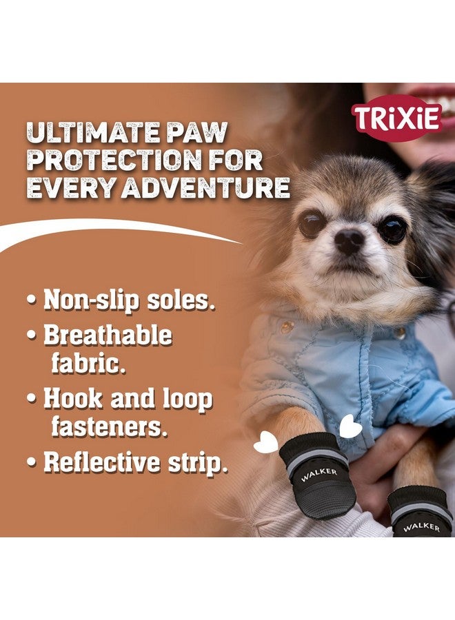 تريكسي أحذية حماية مريحة للكلاب من Walker Care، أحذية للمشي، واقي مخالب للكلاب، يدعم شفاء المخالب، مثبتات بخطاف وحلقة، أسود، 4 قطع (Xs) - Image 5