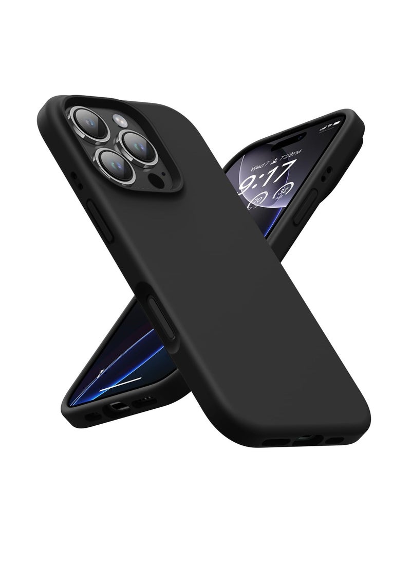 اووكاي جراب متوافق مع iPhone 16 Pro، [سلسلة اللمسة الحريرية والناعمة] جراب واقٍ كامل الجسم من المطاط السيليكوني السائل الناعم الفاخر لهاتف iPhone 16 Pro (أسود) - Image 1