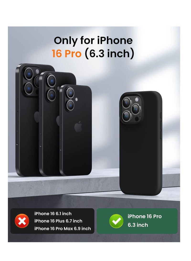 اووكاي جراب متوافق مع iPhone 16 Pro، [سلسلة اللمسة الحريرية والناعمة] جراب واقٍ كامل الجسم من المطاط السيليكوني السائل الناعم الفاخر لهاتف iPhone 16 Pro (أسود) - Image 2