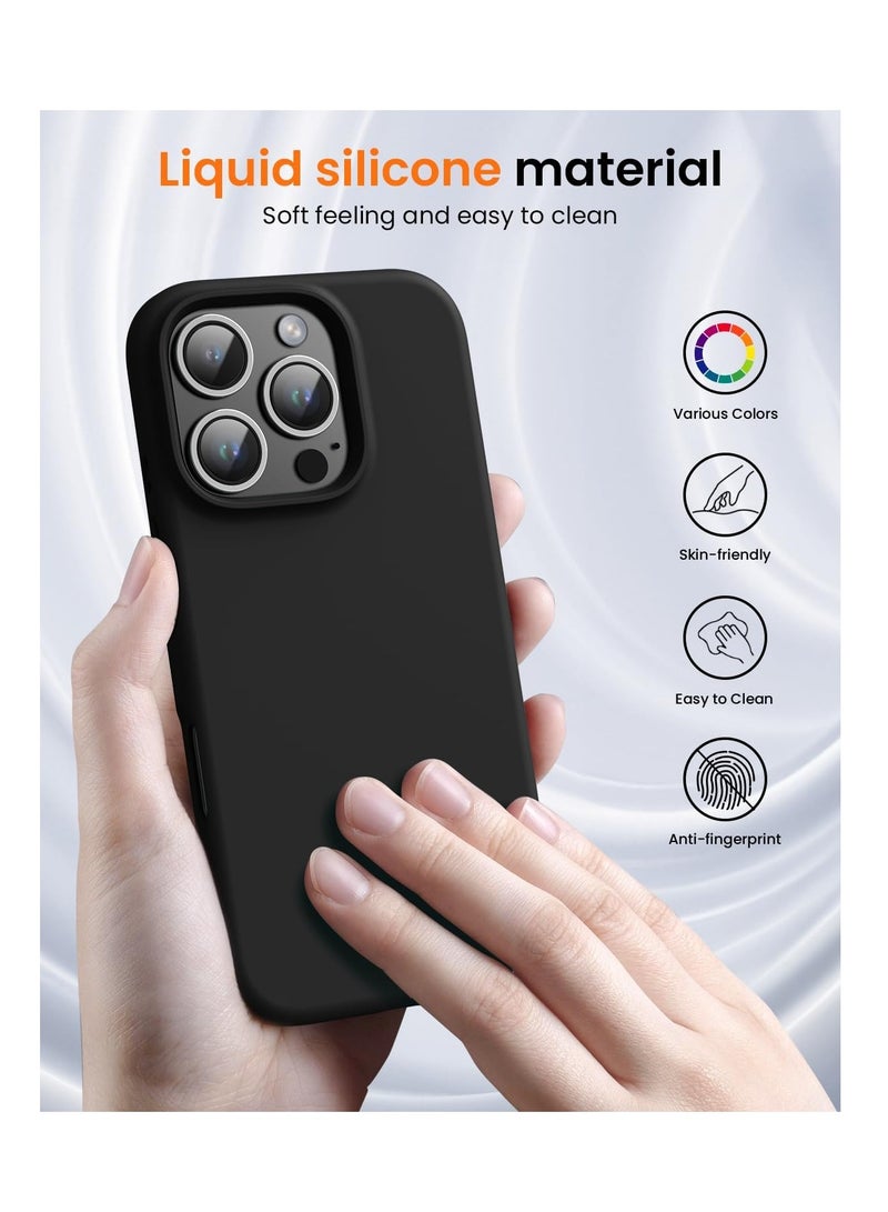 اووكاي جراب متوافق مع iPhone 16 Pro، [سلسلة اللمسة الحريرية والناعمة] جراب واقٍ كامل الجسم من المطاط السيليكوني السائل الناعم الفاخر لهاتف iPhone 16 Pro (أسود) - Image 3
