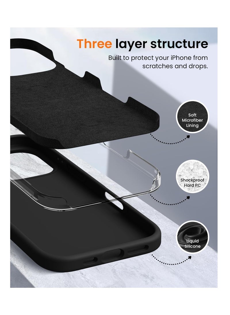 اووكاي جراب متوافق مع iPhone 16 Pro، [سلسلة اللمسة الحريرية والناعمة] جراب واقٍ كامل الجسم من المطاط السيليكوني السائل الناعم الفاخر لهاتف iPhone 16 Pro (أسود) - Image 5