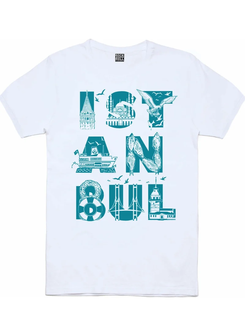 Rock&Roll Istanbul Letters White Short Sleeve T-Shirt