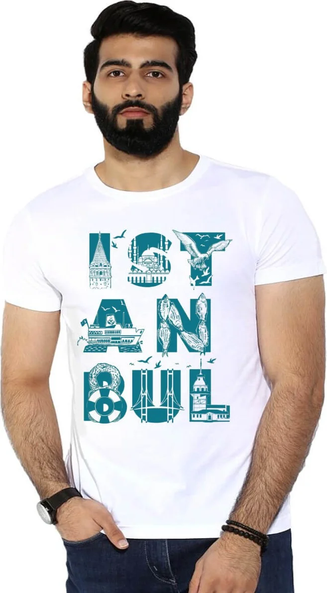 Rock&Roll Istanbul Letters White Short Sleeve T-Shirt
