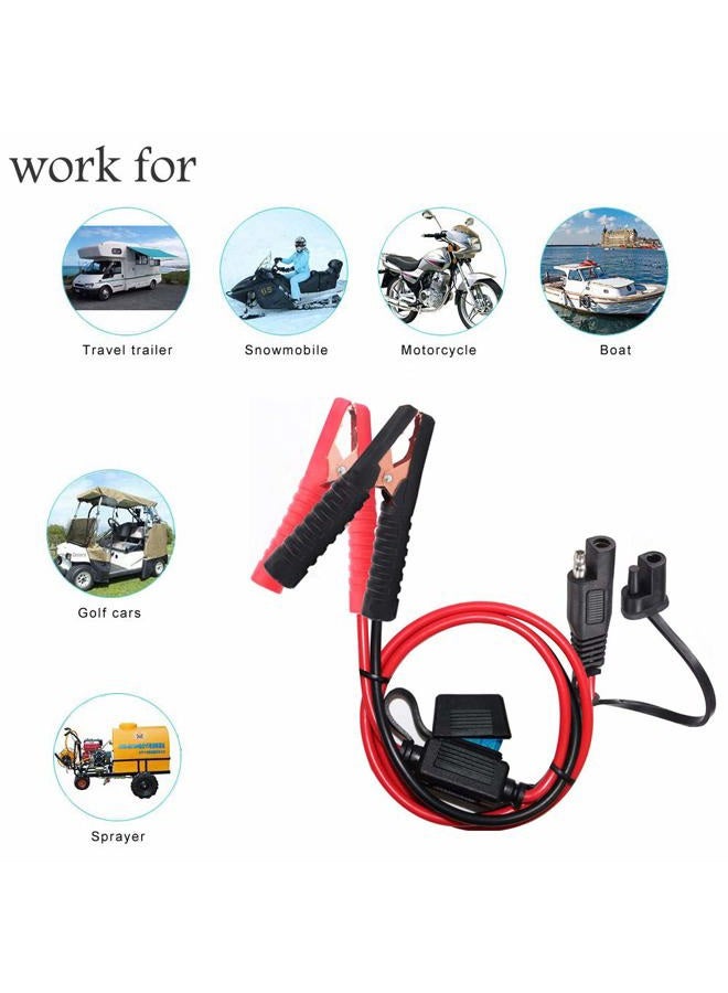 YETOR 10AWG Battery Alligator Clips,SAE Quick Release Adapter to Alligator Clips with 2FT,SAE Clip Connectors Extension Charging Cable for Cars Motorcycles - Image 4