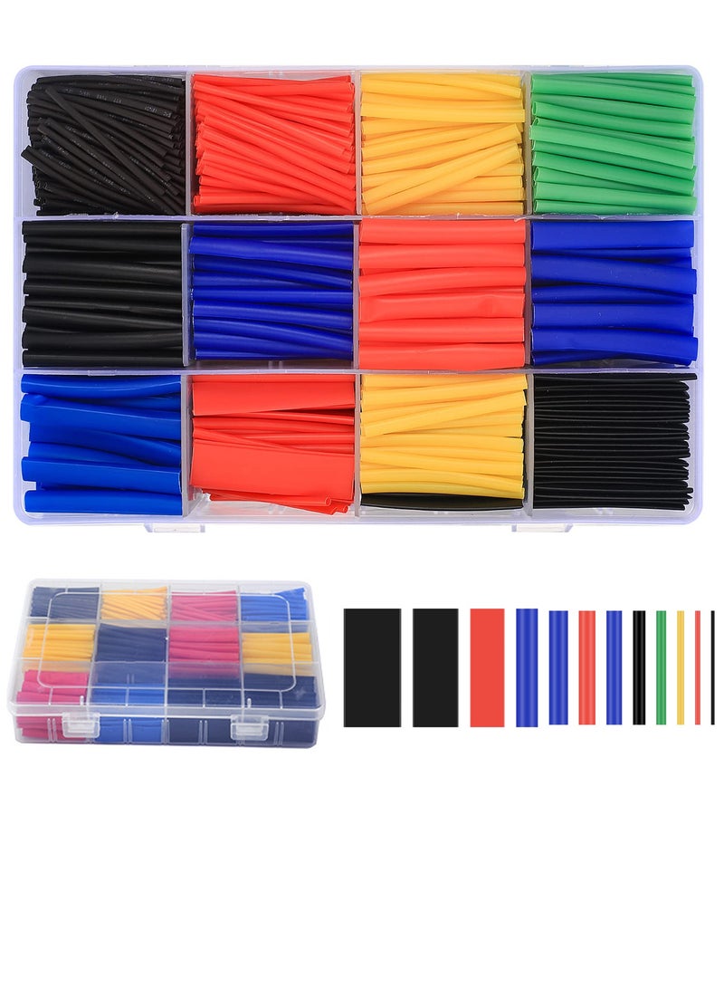 800 Pcs Heat Shrink Tubing Kit, 2:1 Shrink Ratio, 5 Sizes, 12 Colours, Waterproof  - Image 1