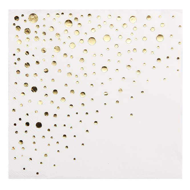 The Essential Concierge Stylish White and Gold Napkins for Party - 6.5 x 6.5 Inch Gold Lunch Napkins - 50 White&Gold Paper Napkins - 3-Ply Golds Luncheon Napkins - Wedding Napkins or Bridal Shower Napkins - Image 4