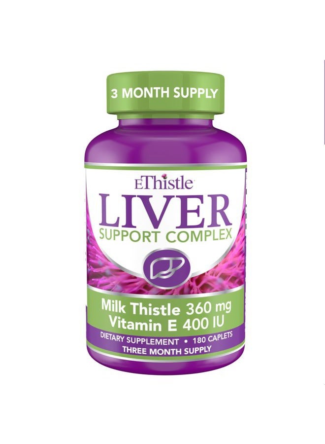 EThistle Liver Wellness Dietary Supplement, Milk Thistle & Vitamin E Liver Health Formula, Caplets 180 Count - Image 1