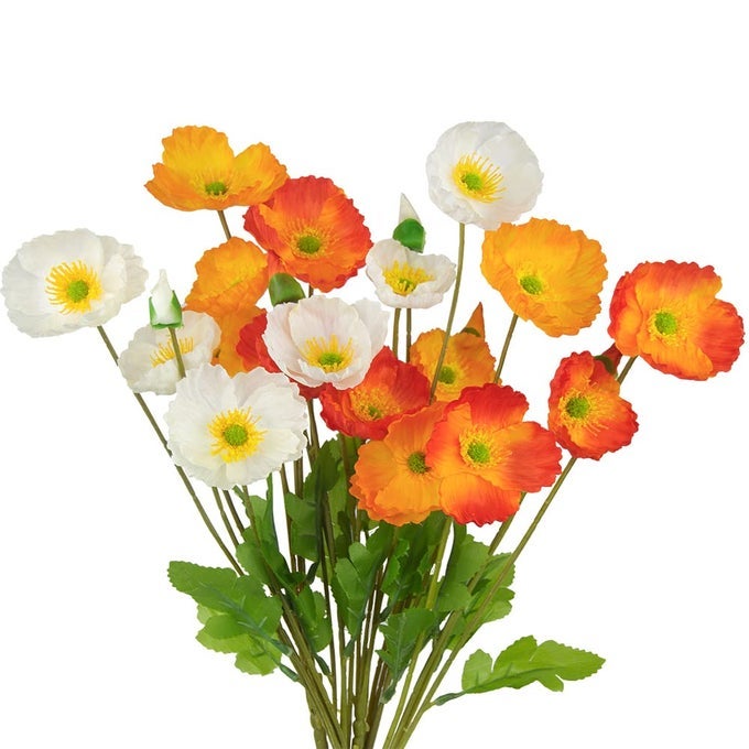 6 Pcs Artificial Poppies Flowers Silk Poppy Flowers Faux Flowers Poppy Plants Fake Flowers Bulk for Home Decorations Table Centerpieces Floral Arrangement Wedding Bouquet Mixed Colors