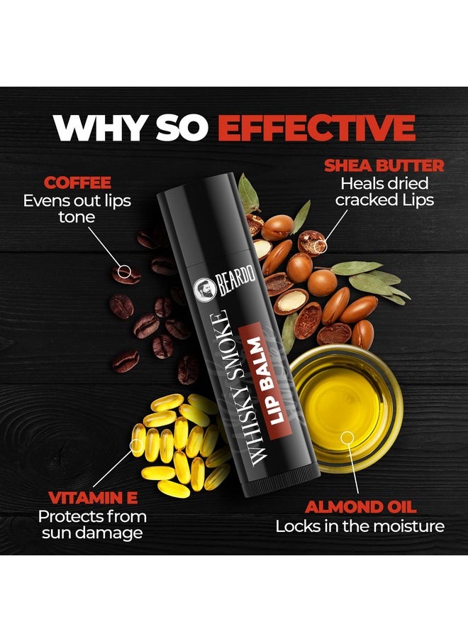 BEARDO - Whisky Smoke Lip Balm For Men, 4G | Certified Kissable Lips| Moisturizes & Soothes Dry, Cracked & Chapped Lips | Enriched With Vitamin E, Shea Butter & Coffee | Non Glossy | Non Tinted Lip Balm - Image 1