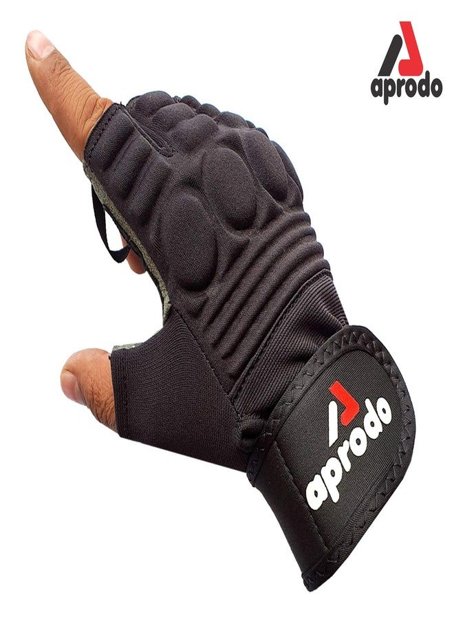 Aprodo Sports Leather Fitness Gloves Gym Workout Gloves with Wrist Support & Padded Knuckle Protector (Pack of 1 Pair) (Black and Grey, Small) - Image 4