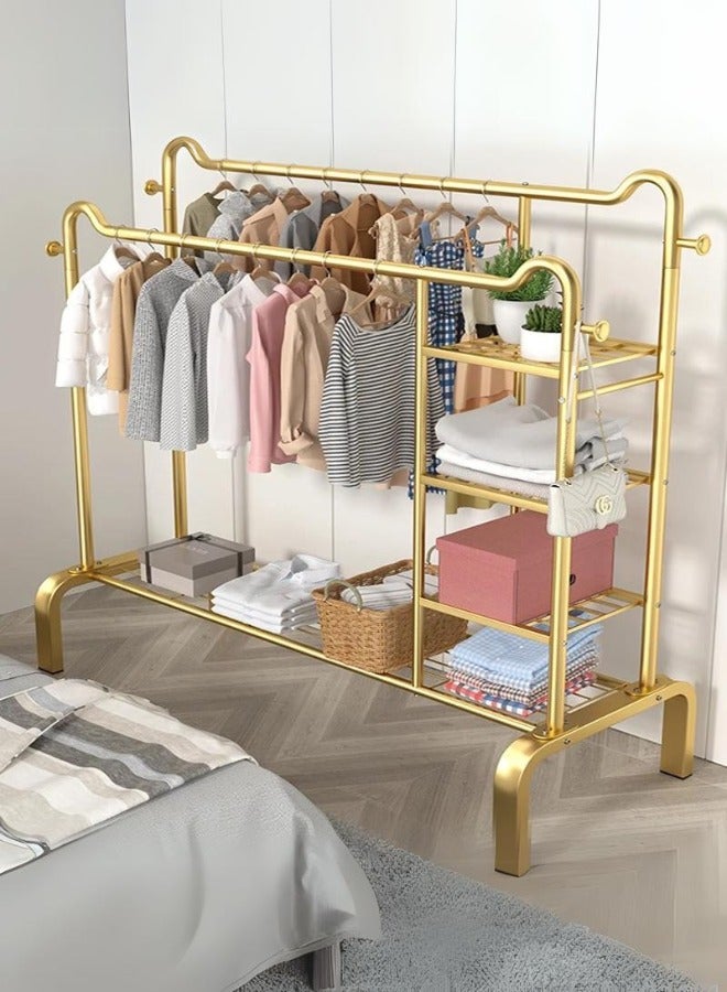 SHEE ONE Luxury gold design metal clothes hanger with multiple shelves - perfect for organizing clothes and supplies - Image 2