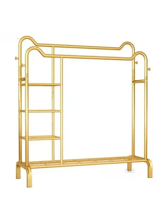 SHEE ONE Luxury gold design metal clothes hanger with multiple shelves - perfect for organizing clothes and supplies - Image 3