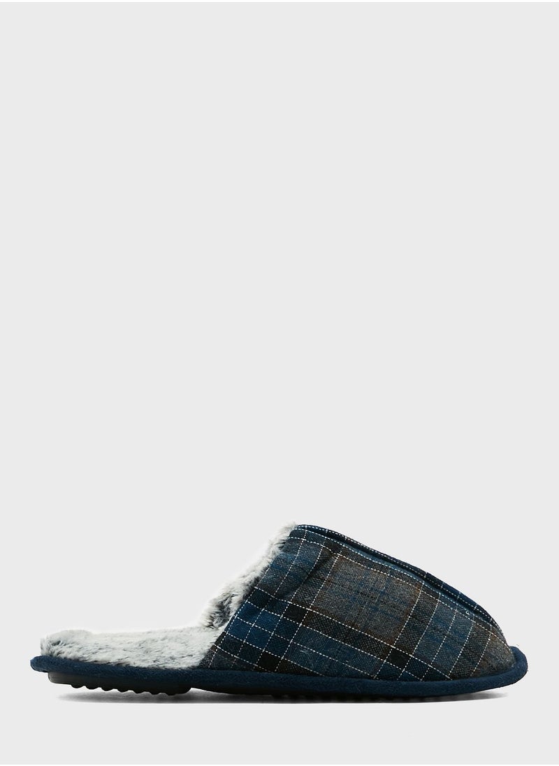 Seventy Five - Check Print Soft Bedroom Slippers - Image 1