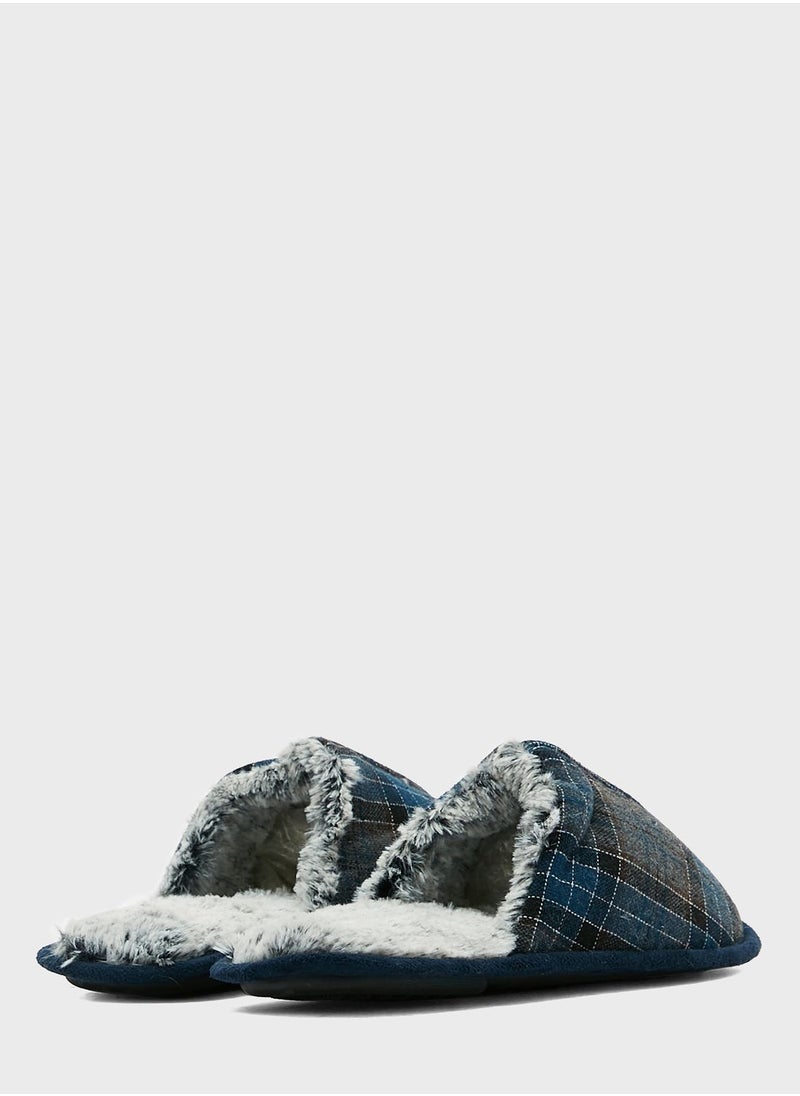 Seventy Five - Check Print Soft Bedroom Slippers - Image 1