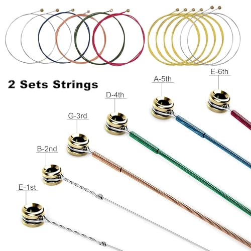 JINWEE Acoustic Guitar Accessories Kit,Guitar Tool Changing Kit Including Acoustic Strings, Picks, Capo, Bridge Pins, Bridge Saddle Nut and 3 in 1 guitar string winder cutter and pin puller. - Image 3