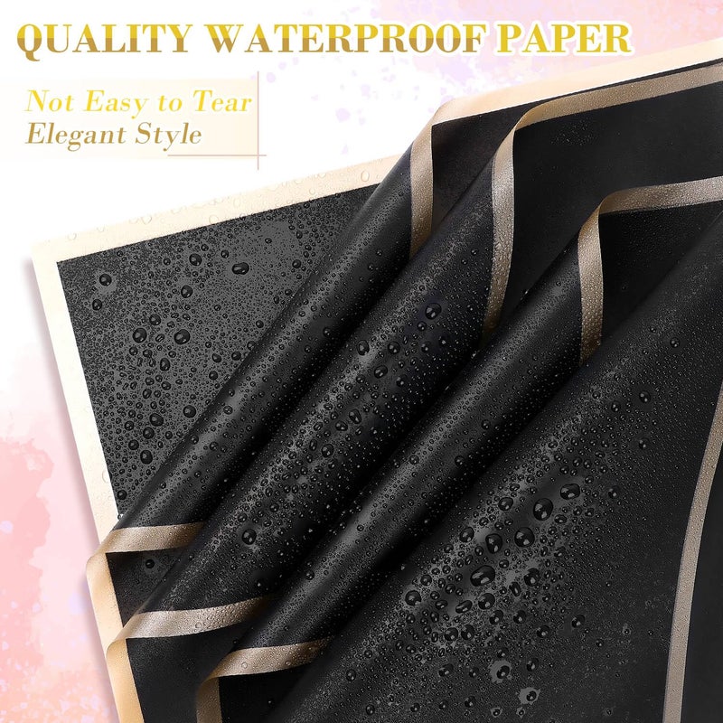 Tetutor 180pcs Waterproof Flower Wrapping Paper Kit, 20 Sheets Floral Wrapping Paper Bouquet With Ribbons Flower Pins 3d Butterflies and Crowns for Florist Wrap Back - Image 2