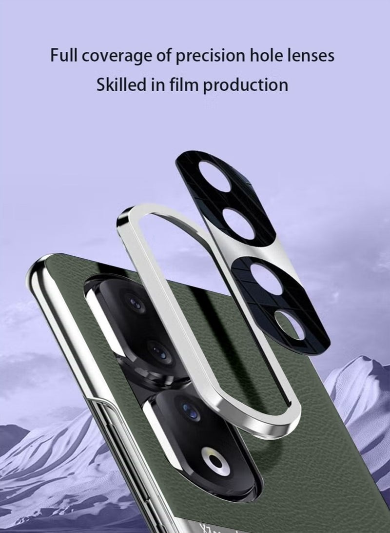 Honor 90 Case Cover with TPU Leather Camera Metal Len Protector 3 in 1 Anti-Scratch Anti-drop Anti-fingerprint slim light Protective Shockproof Back Cover For Honor 90 Mobile Phone Accessory - Image 4