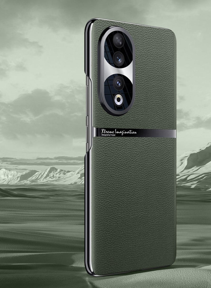 Honor 90 Case Cover with TPU Leather Camera Metal Len Protector 3 in 1 Anti-Scratch Anti-drop Anti-fingerprint slim light Protective Shockproof Back Cover For Honor 90 Mobile Phone Accessory - Image 1