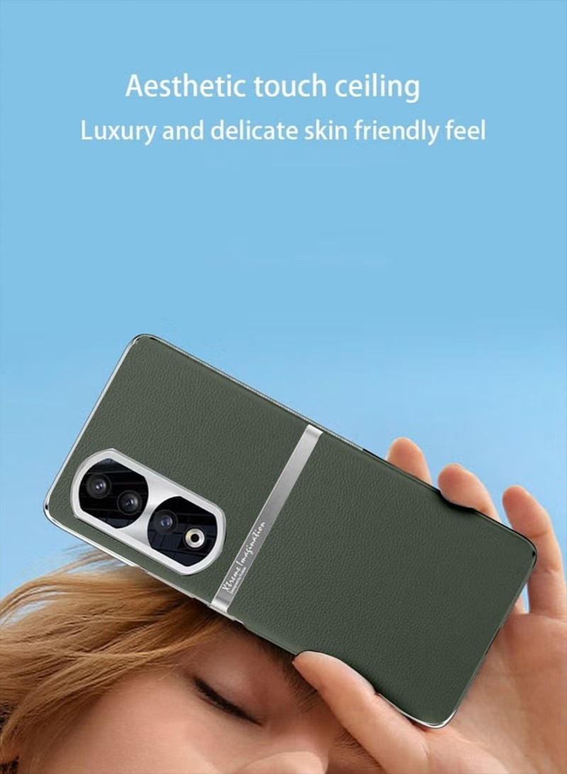 Honor 90 Case Cover with TPU Leather Camera Metal Len Protector 3 in 1 Anti-Scratch Anti-drop Anti-fingerprint slim light Protective Shockproof Back Cover For Honor 90 Mobile Phone Accessory - Image 3